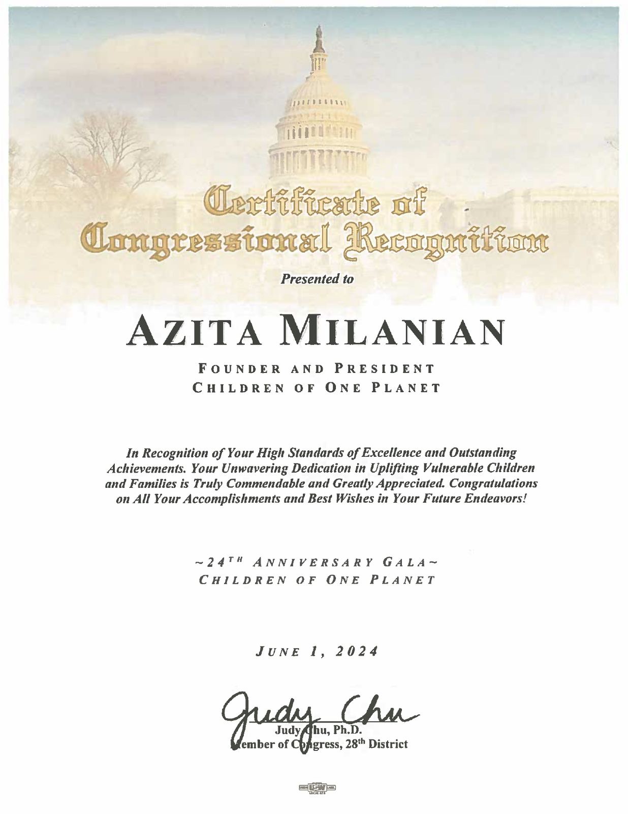 Letter from CA 27th District Office